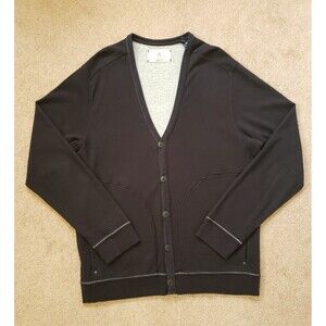 Tommy Bahama Denim Mens Size Large Black Cotton Nylon Preppy Cardigan Sweater